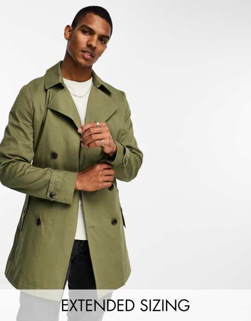 Olive double breasted on sale coat