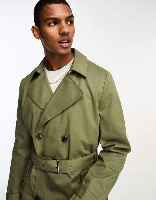 Topshop Maternity 10 Khaki Trench Coat Jacket Double Breasted Buttons  Belted