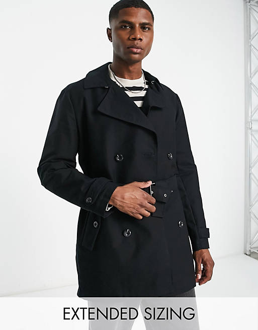 Rain resistant double breasted trench coat in stone Asos Men Clothing Jackets Rainwear 