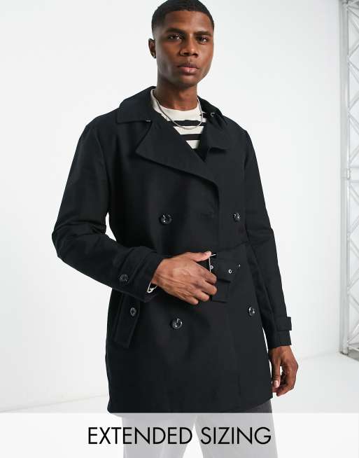 ASOS DESIGN rain resistant double breasted trench coat in stone