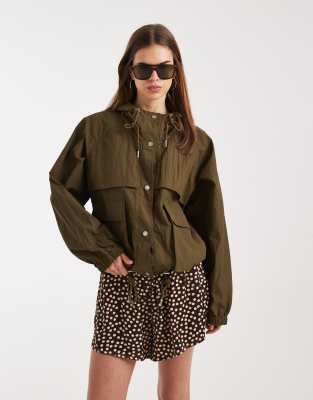 ASOS DESIGN rain resistant parka jacket in olive-Green