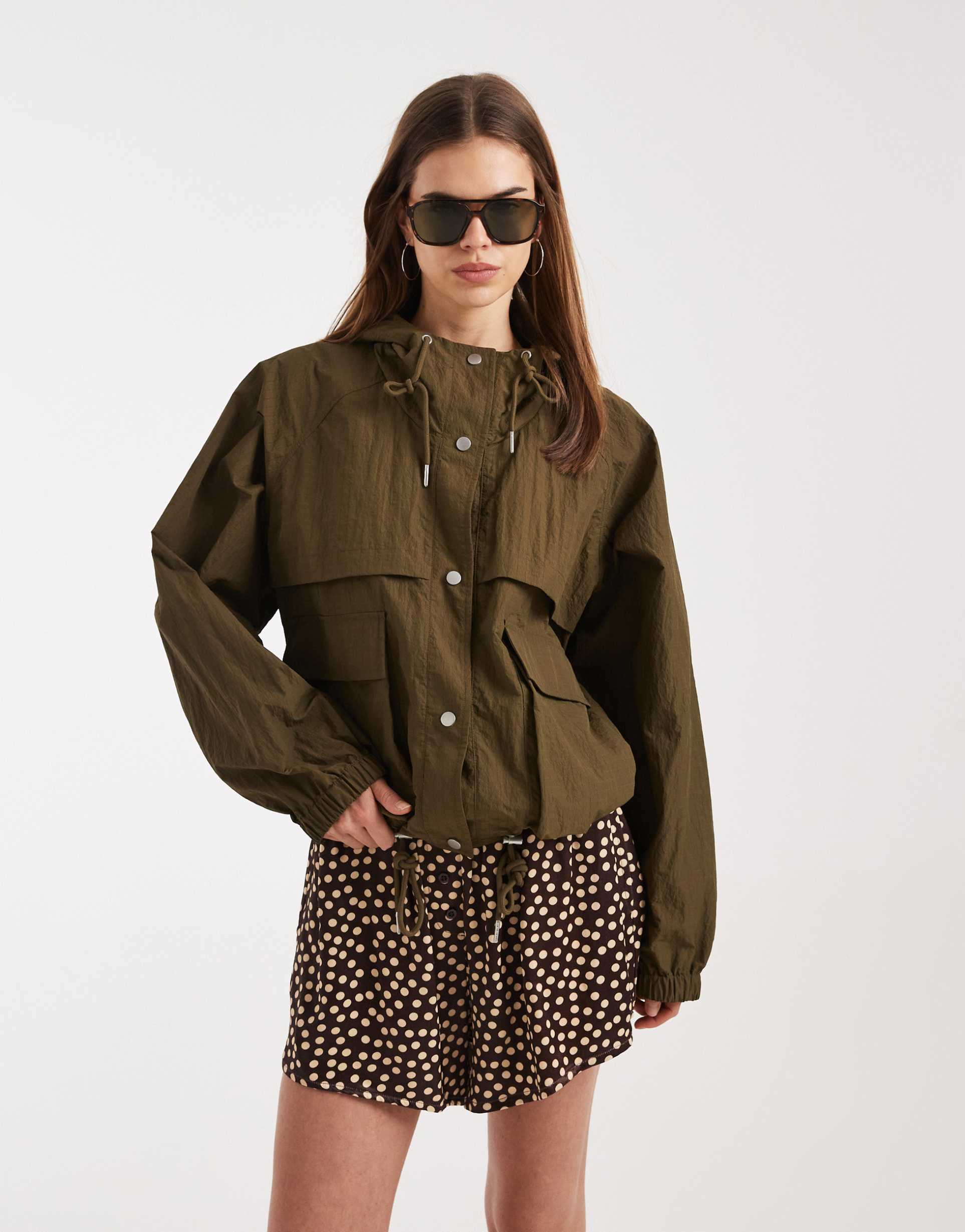 asos design rain resistant parka jacket in olive
