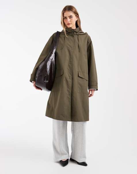 ASOS DESIGN rain resistant throw on coat in khaki - view 1