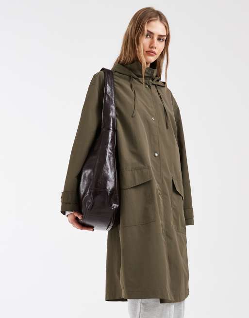 ASOS DESIGN rain resistant throw on coat in khaki, 2 of 4