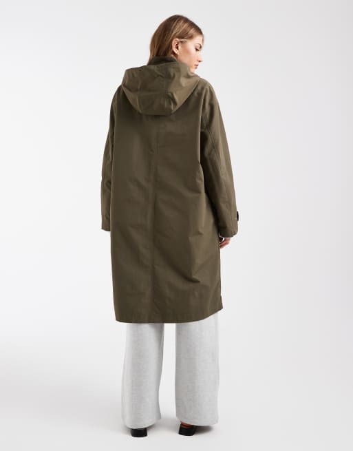 ASOS DESIGN rain resistant throw on coat in khaki, 4 of 4
