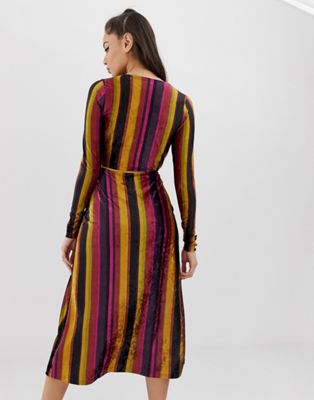 rainbow stripe wrap dress
