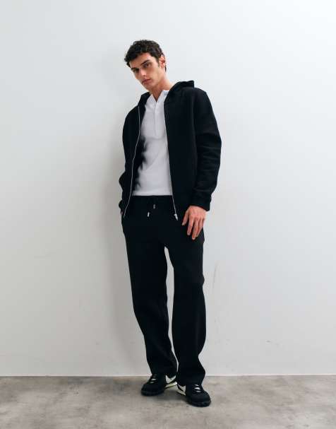 ASOS DESIGN raka joggers i svart scuba-liknande tyg - view 1