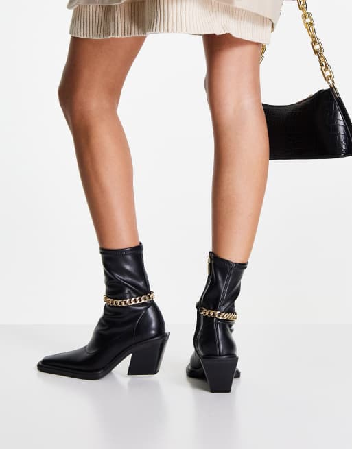 ASOS DESIGN – Rally – Cowboystiefel in Schwarz mit Kettenverzierung, 2 von 4