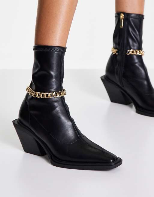 Black cowboy boots outlet with chains