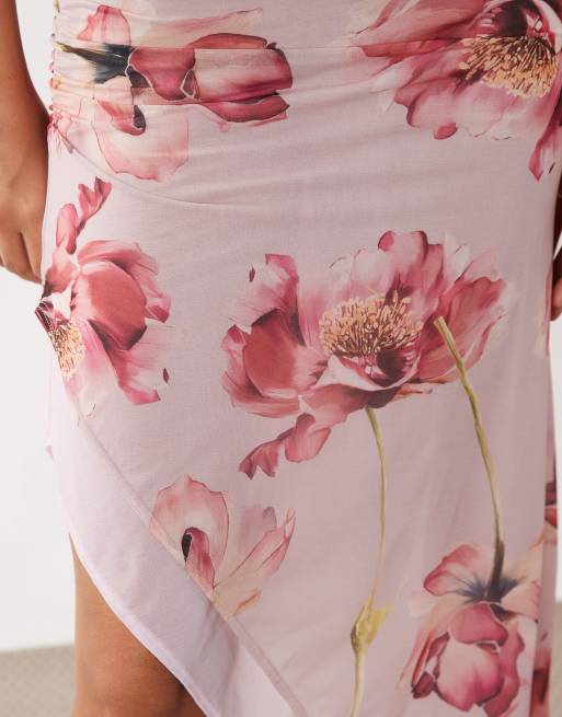 ASOS DESIGN randig asymmetrisk maxiklänning med utskärning, 4 av 5