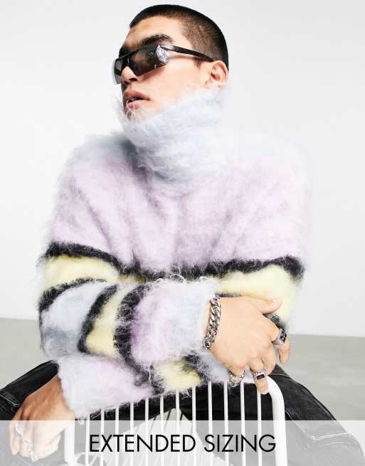 ASOS DESIGN – Randig, extremt fluffig polotröja
