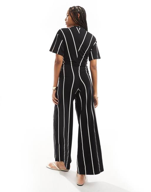 ASOS DESIGN – Randig jumpsuit med rynkade sidor och vida ben, 4 av 4