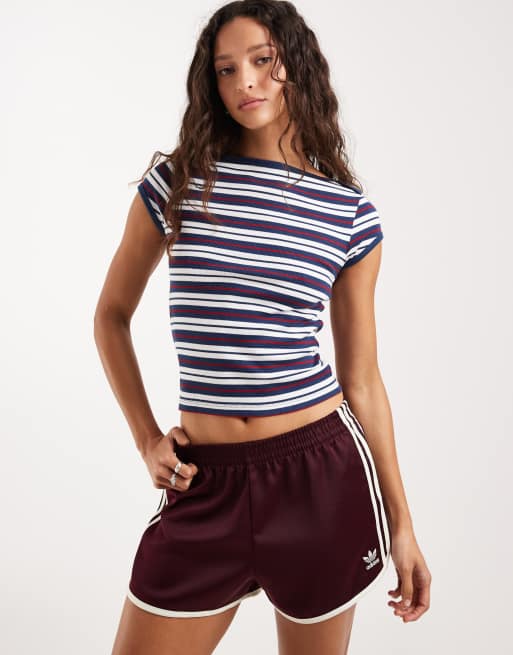 ASOS DESIGN – Randig, krympt t-shirt med båtringning och korta ärmar, 3 av 4