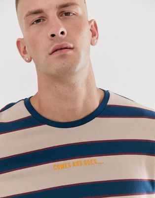 ASOS DESIGN – Randig långärmad t-shirt i avslappnad modell-Vit