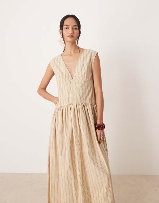 ASOS DESIGN – Randig maxiklänning i oversize med djup v-ringning, 4 av 4