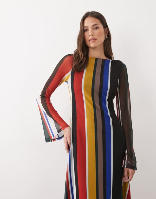 ASOS DESIGN – Randig maxiklänning med långa, utställda ärmar, 2 av 4