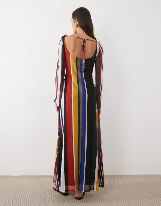 ASOS DESIGN – Randig maxiklänning med långa, utställda ärmar, 4 av 4