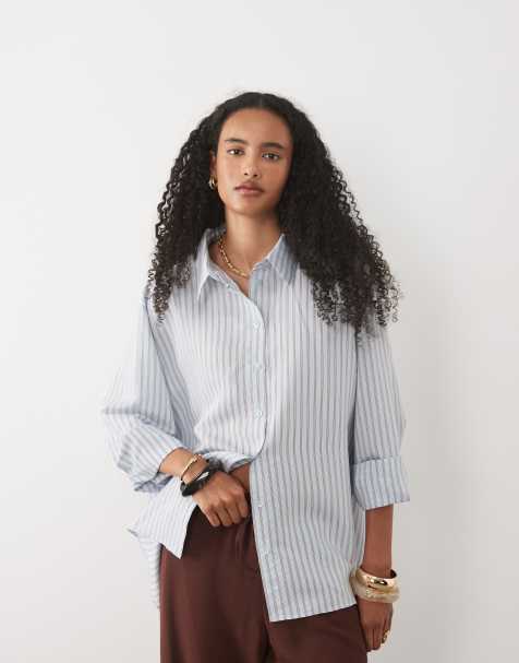 ASOS DESIGN randig oversize-skjorta i blått - view 1