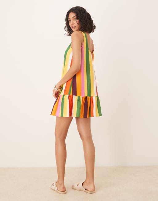 ASOS DESIGN – Randig shiftklänning i minilängd med sänkt midja och djup urringning baktill, 2 av 4