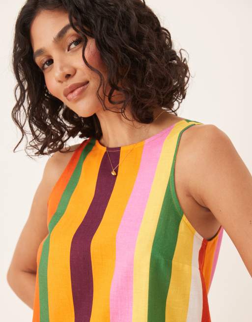 ASOS DESIGN – Randig shiftklänning i minilängd med sänkt midja och djup urringning baktill, 3 av 4