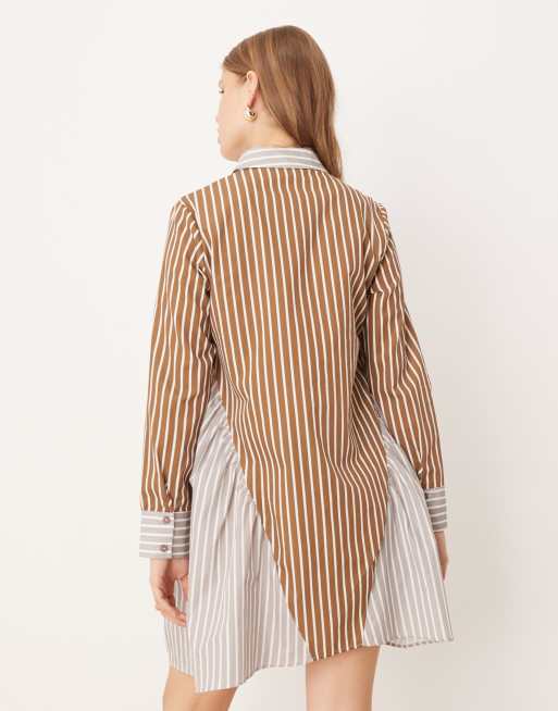 ASOS DESIGN – Randig skjortklänning i minilängd med vinklade sömmar av poplin, 4 av 4