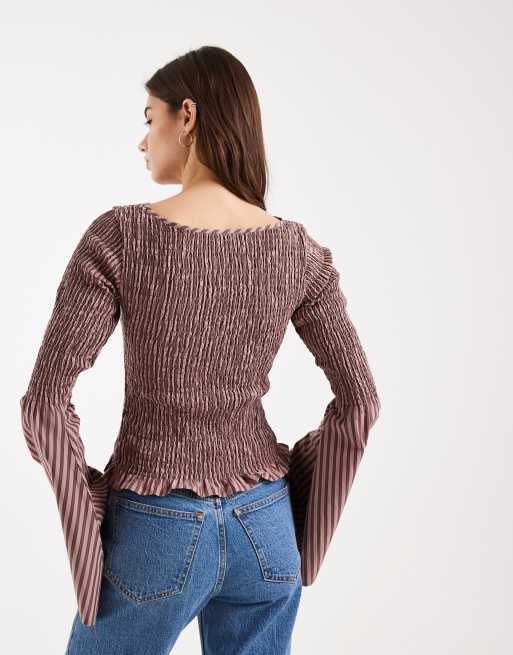 ASOS DESIGN – Randig, smockad blus, 4 av 4