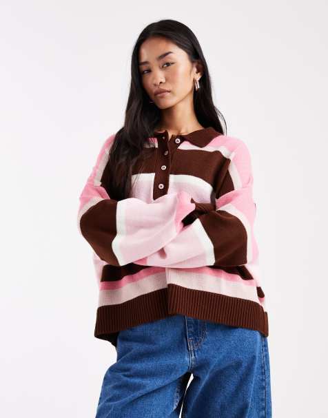 ASOS DESIGN – Randig stickad pikétröja - view 1