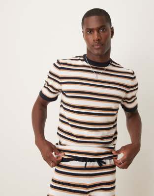 ASOS DESIGN – Randig, stickad t-shirt, del av set - view 1