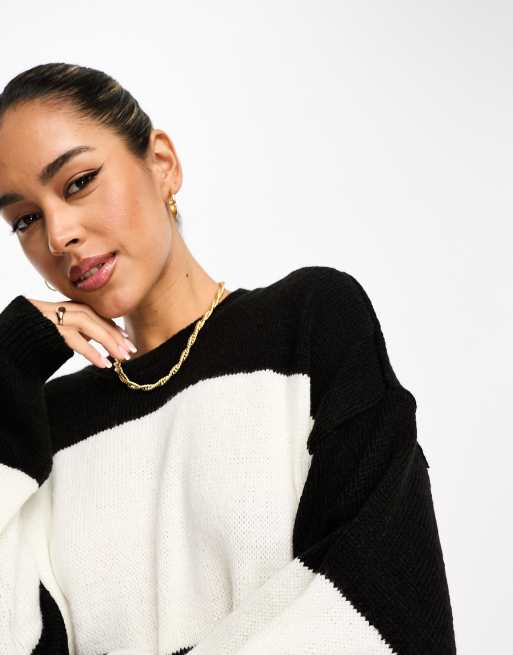 ASOS DESIGN – Randig, stickad tröjklänning i minilängd med rund halsringning, 4 av 4