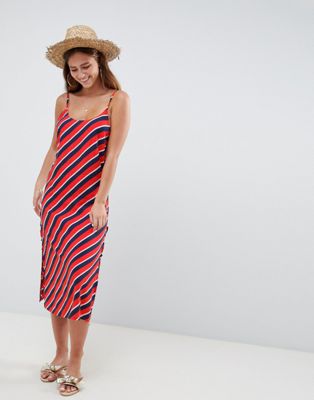ASOS DESIGN – Randig strandklänning med snörning-Flerfärgad