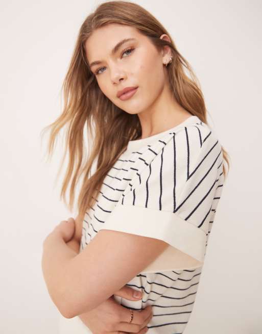 ASOS DESIGN – Randig t-shirt med boxig passform och textur, 4 av 4
