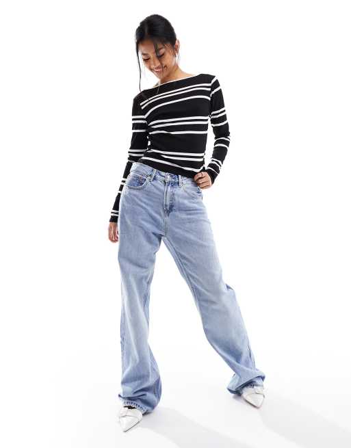 ASOS DESIGN – Randig topp med långa ärmar och bar rygg, del av set