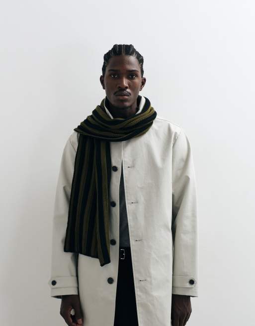 ASOS DESIGN randig virkad scarf i grönt, 3 av 3