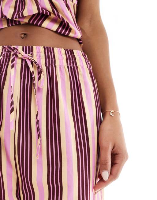 ASOS DESIGN – Randiga byxor med knytmidja och raka ben, del av set, 5 av 5
