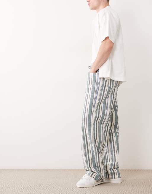 ASOS DESIGN – Randiga, elastiska byxor i baggy fit, 3 av 5