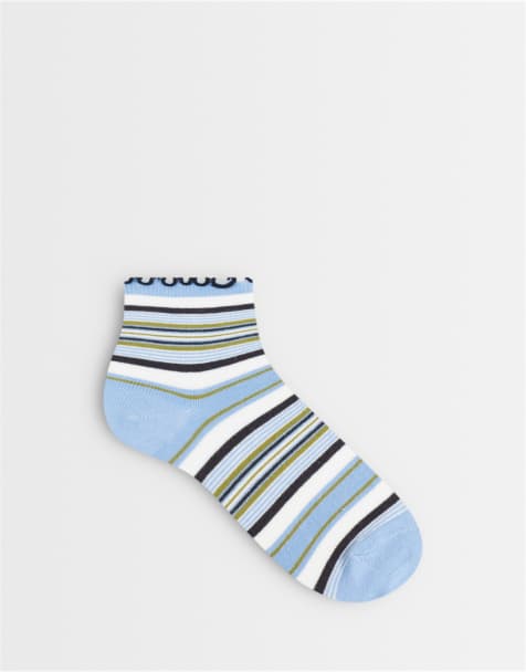 ASOS DESIGN randiga strumpor i blått - view 1