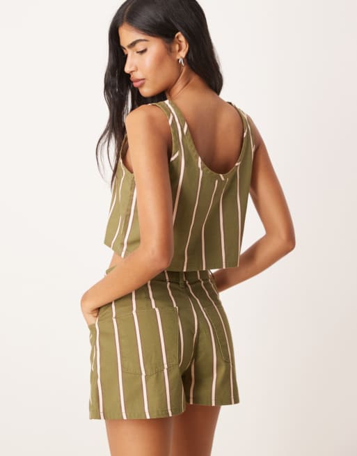 ASOS DESIGN – Randigt, kort jeanslinne, del av set, 4 av 4