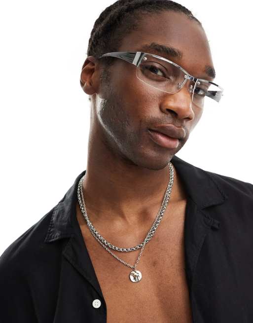 ASOS DESIGN - Randloze zonnebril met doorzichtige glazen