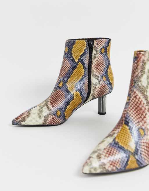 kitten heel snakeskin booties