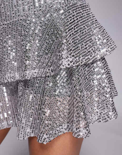 ASOS DESIGN - Rara - Sølvfarvet mininederdel med pailletter, 5 af 5
