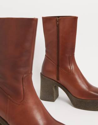 70s brown platform boots