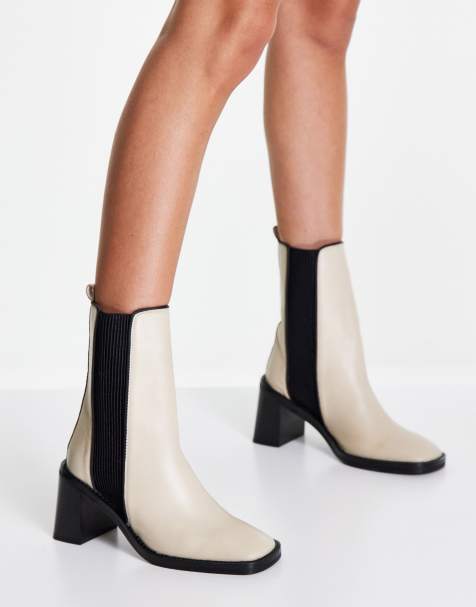 ASOS DESIGN Ratings leather chelsea boots in off white - view 1