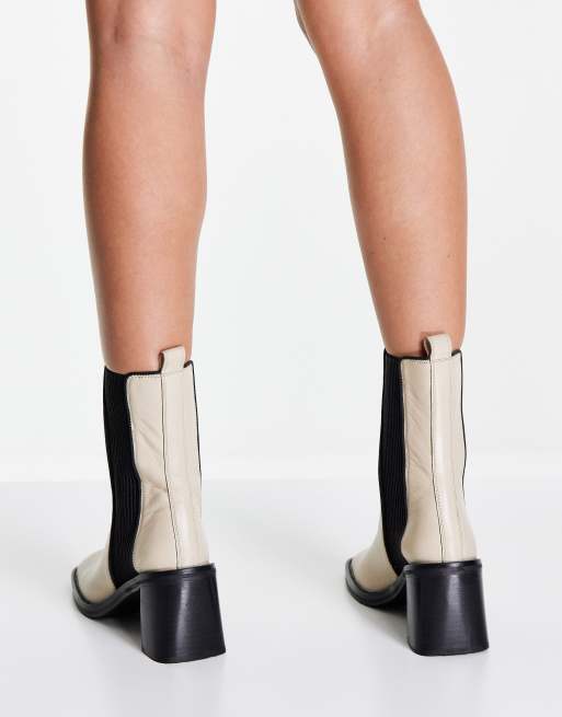 ASOS DESIGN Ratings leather chelsea boots in off white, 2 of 4