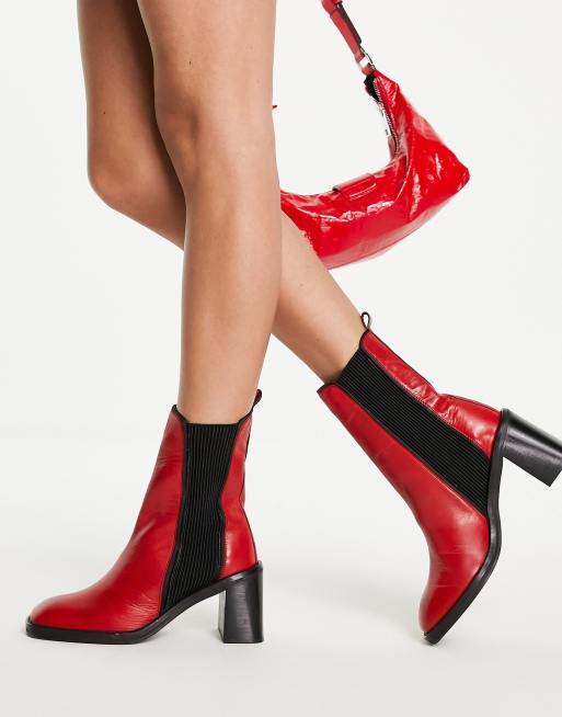 Asos red ankle on sale boots