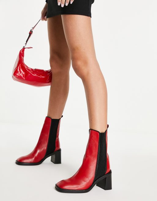ASOS DESIGN – Ratings – Röda chelseaboots i läder