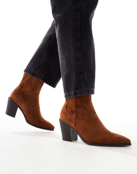 ASOS DESIGN – Rational – Brązowe botki kowbojskie na obcasie - view 1