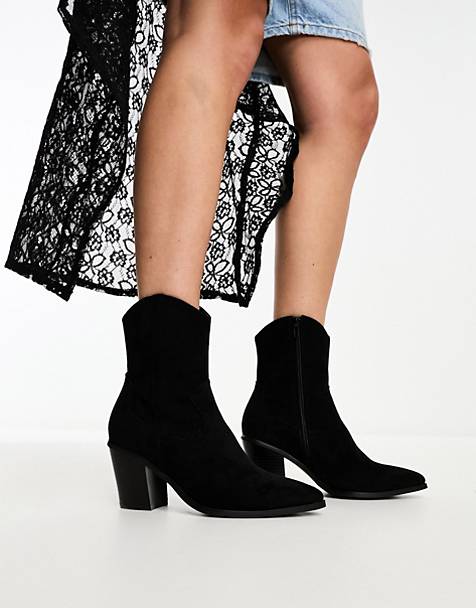 ASOS DESIGN Rational heeled western boots in black
