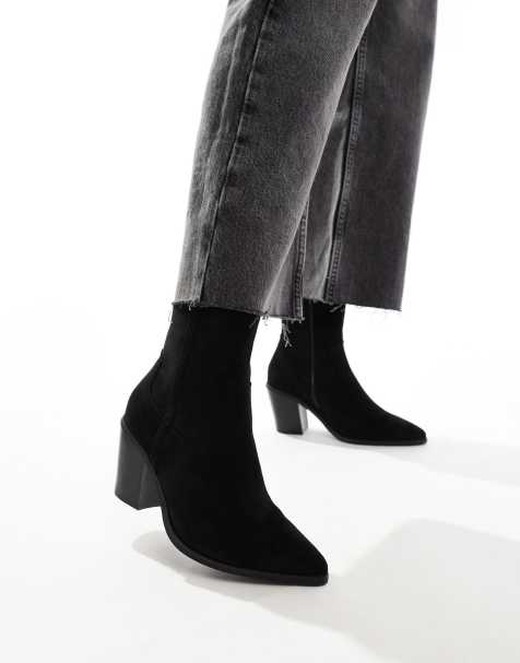 ASOS DESIGN Andi flat western knee boots in black