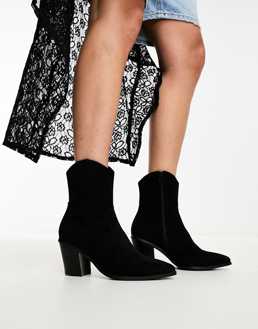 ASOS DESIGN Rational heeled western boots in black