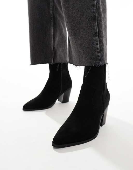 ASOS DESIGN Rational heeled western boots in black ASOS